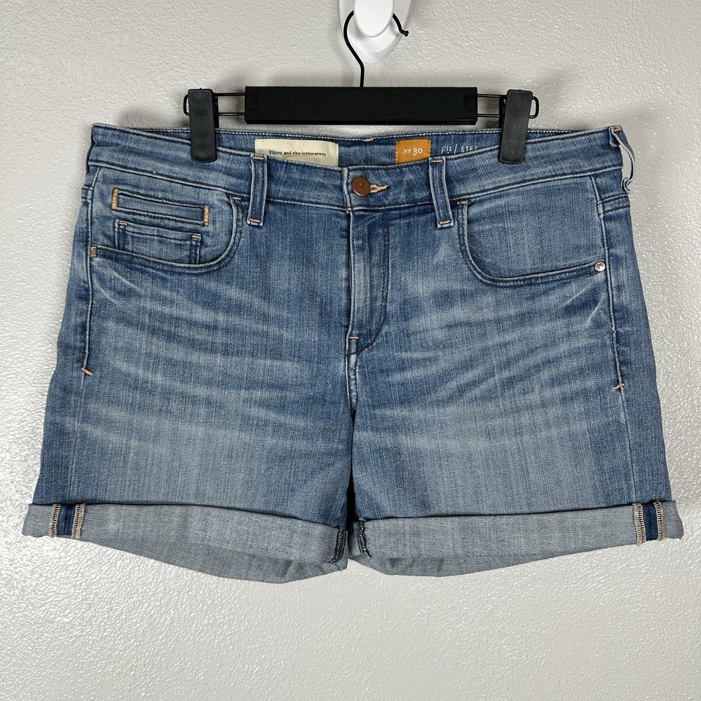 Pilcro and the Letterpress Anthropologie Denim Roll Up Stet Jean Shorts Size 30
